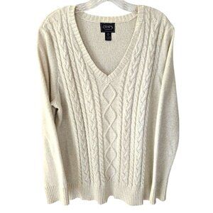 Chaps Cream V-Neck Sweater